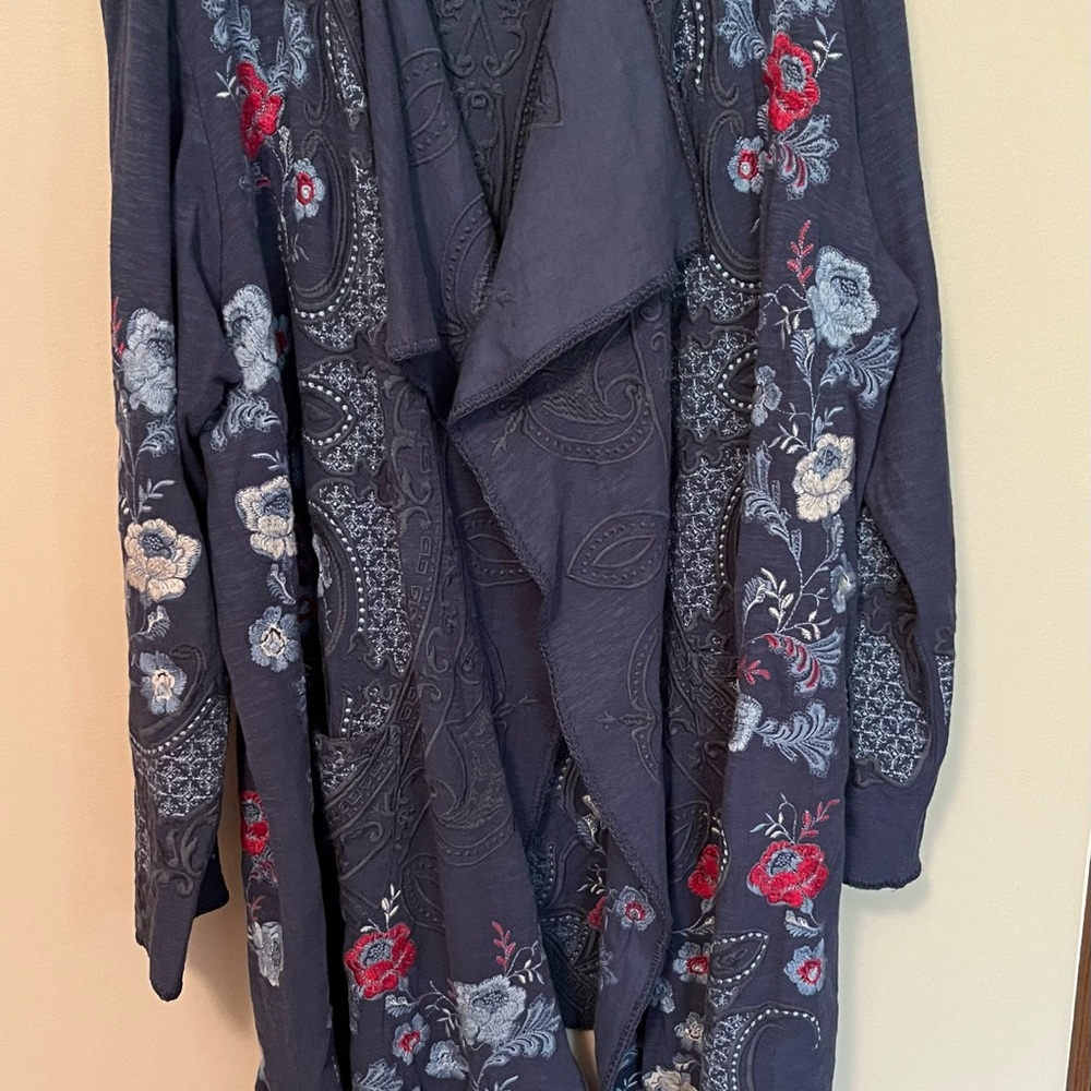 Johnny Was Navy Floral Embroidered jacket